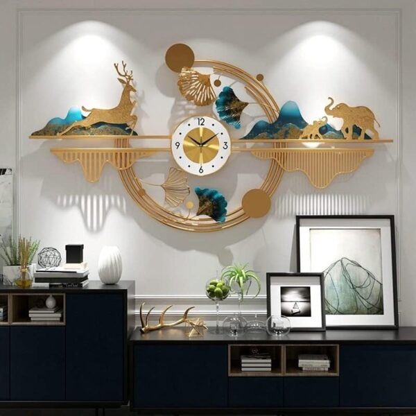 large metal wall clock golden