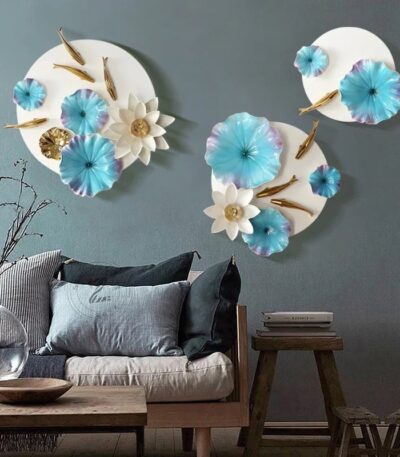 metal fish and lotus decor