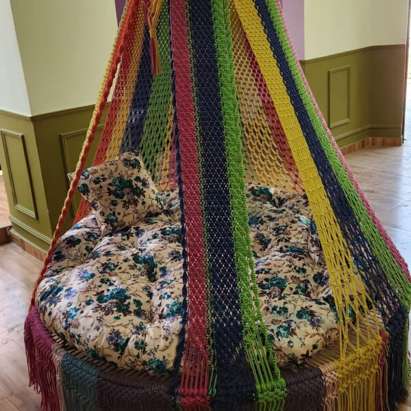 Rainbow macrame swing