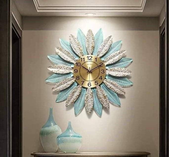 Blue white Metal wall clock 1